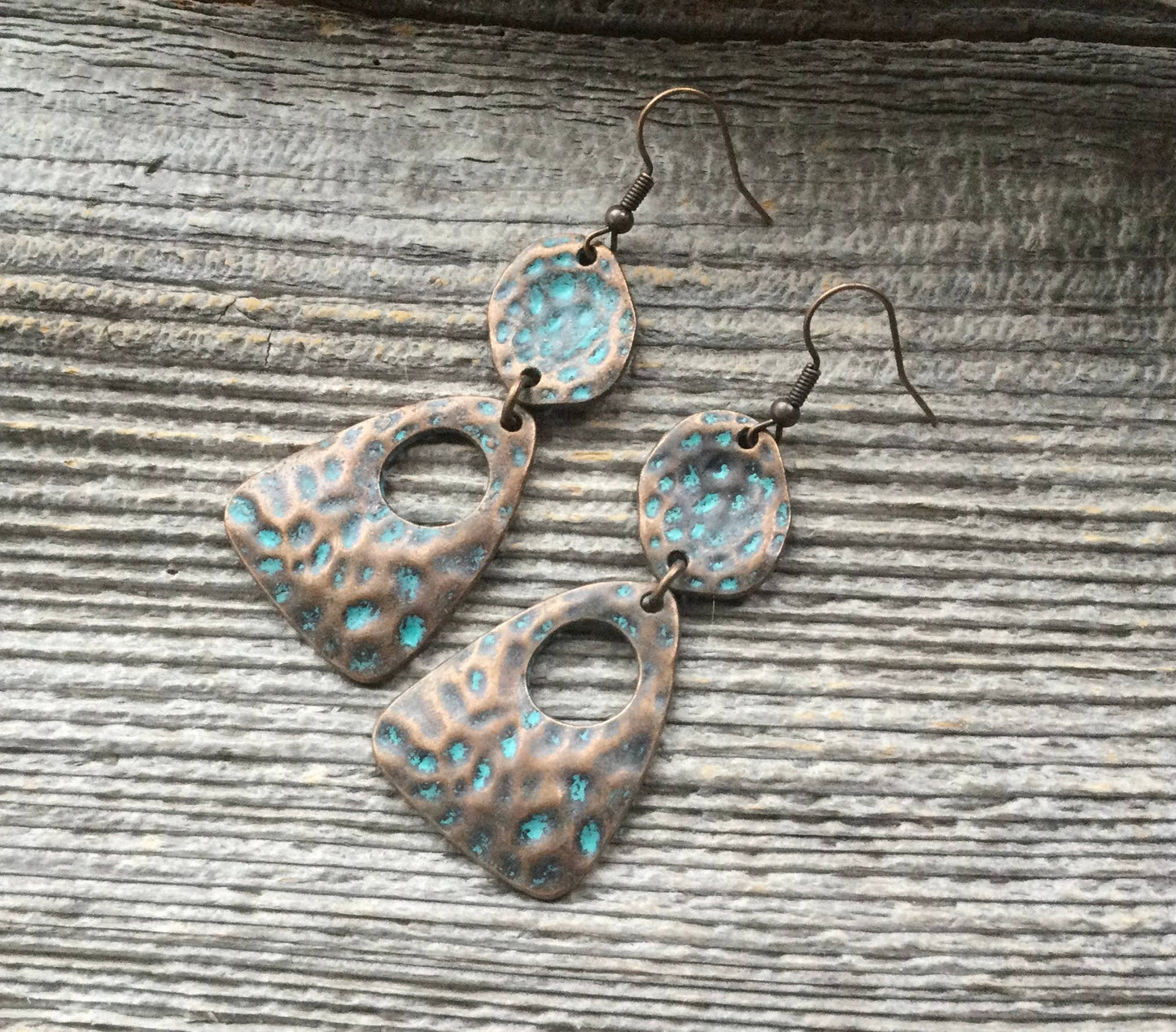 Earrings boho hammered