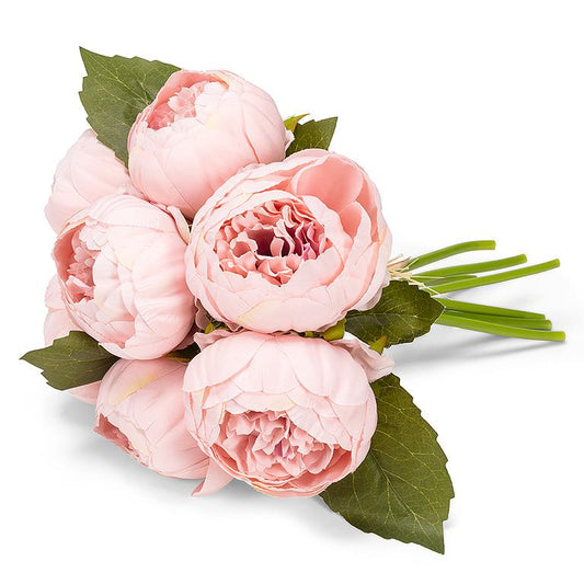 Peony Full Bouquet-Pink-10"H