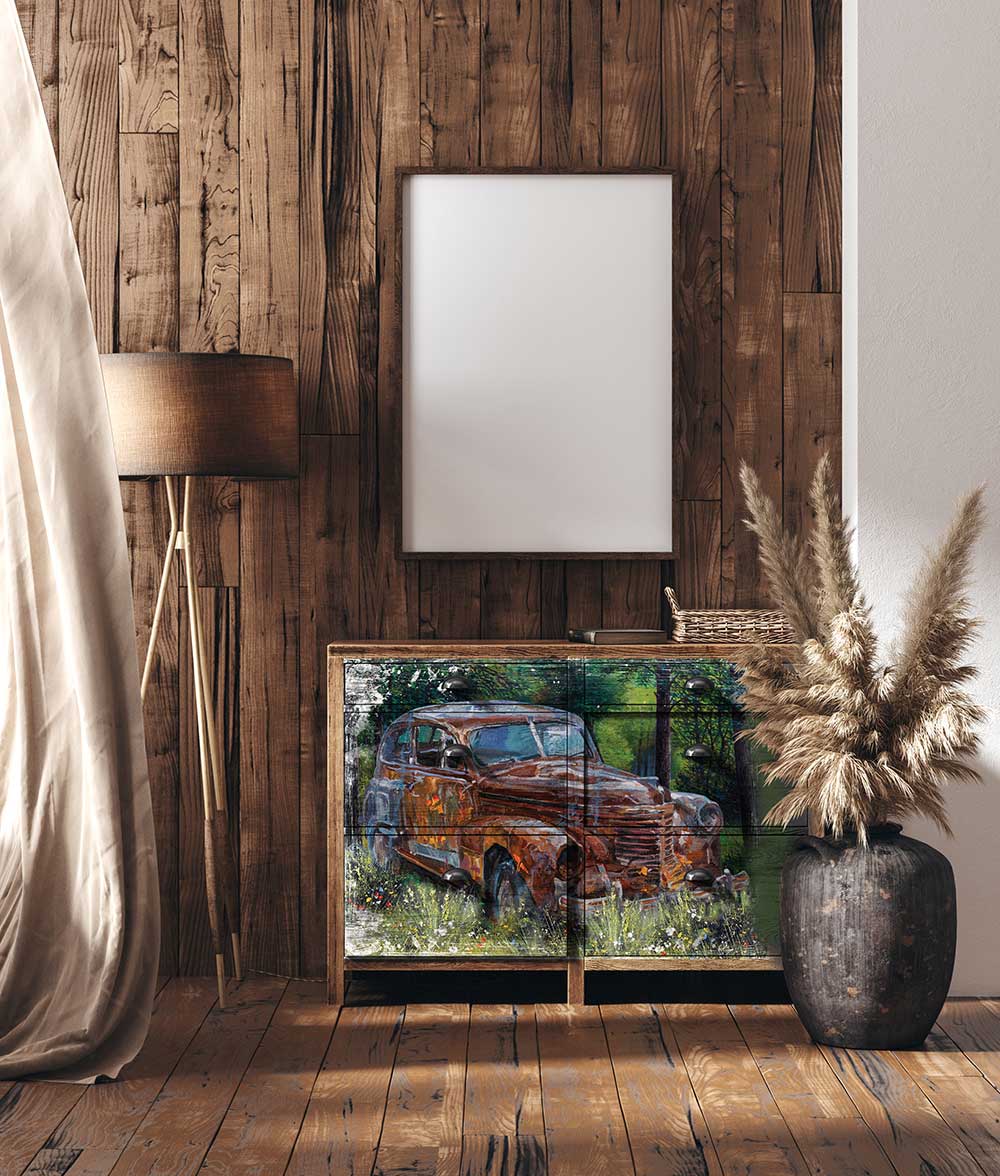 The Rusty Car -Redesign Decoupage Decor Rice Paper A1
