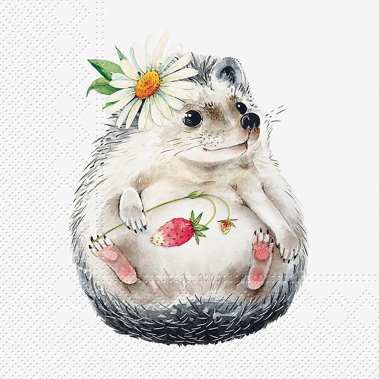 Strawberry Hedgehog Luncheon Napkins. Pack of 20