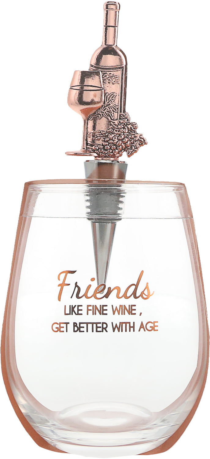 Friends - Bottle Stopper and 20 oz Stemless Gift Set