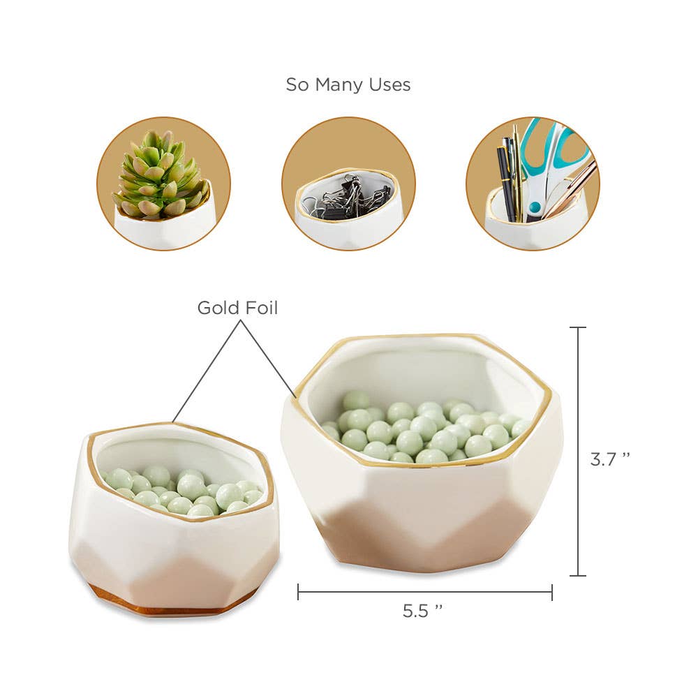 Geometric Ceramic Planter - Small & Medium (Set of 2)