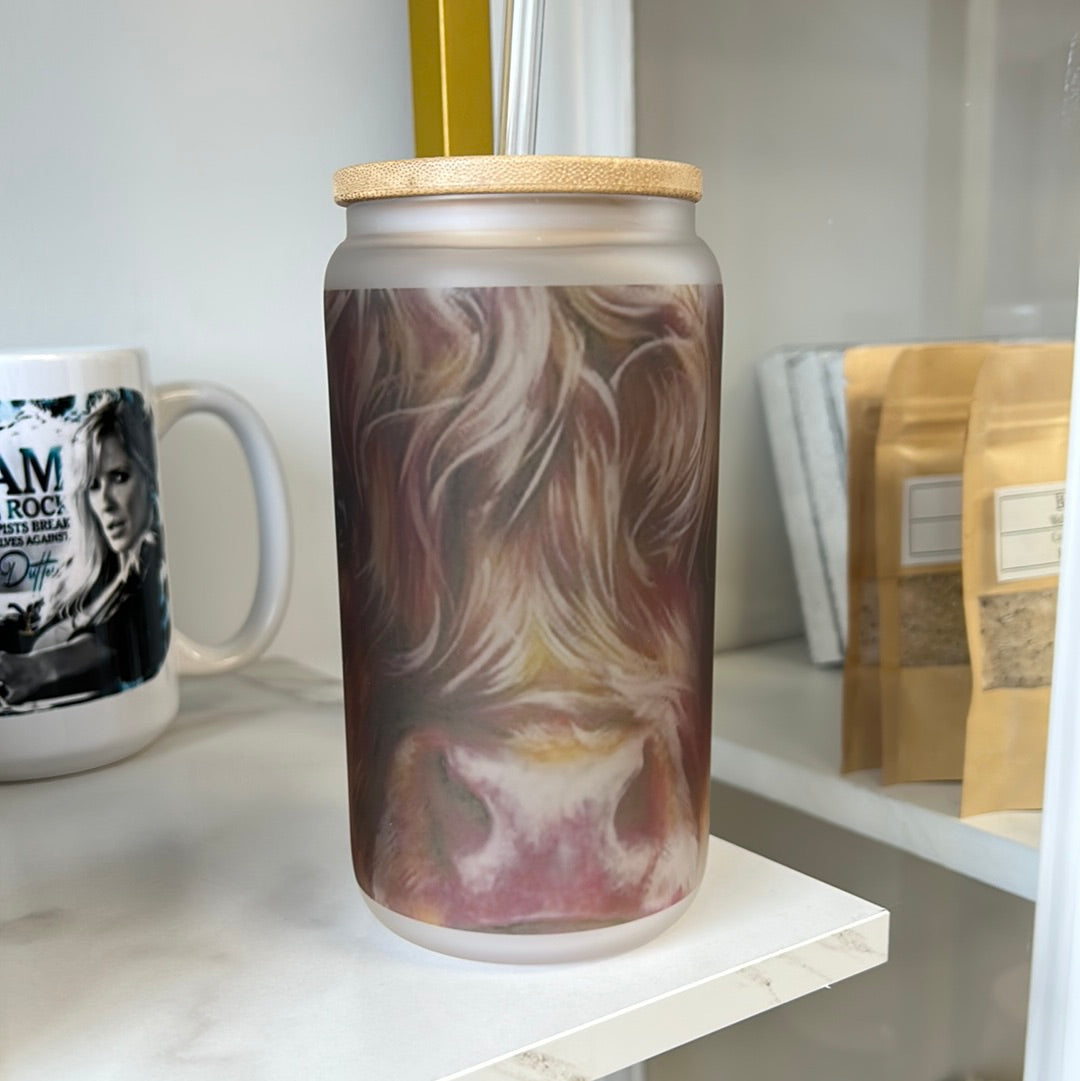 Highland Cow Frosted Glass