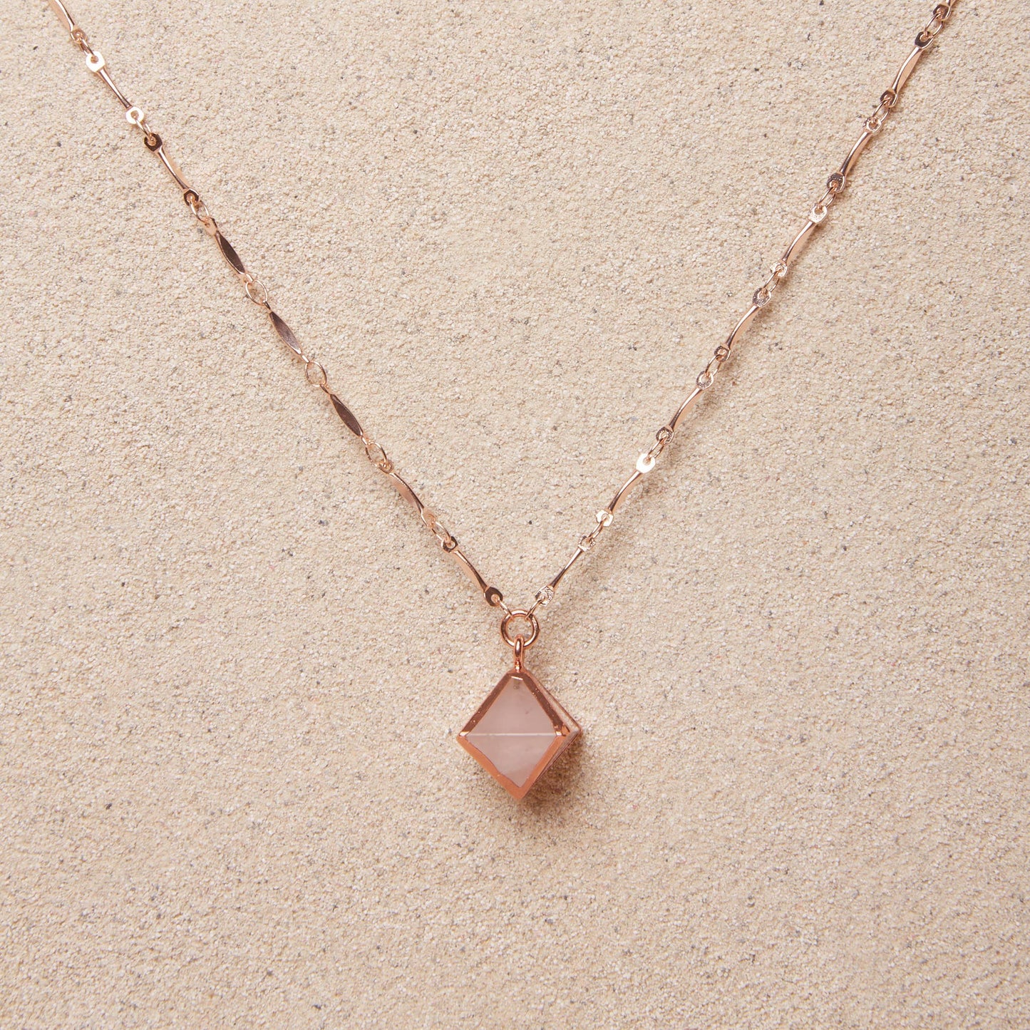 Nina // Rose Quartz Pyramid Necklace