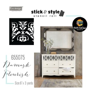 CeCe Restyled - Damask Flourish - Stick and Style Stencil Roll