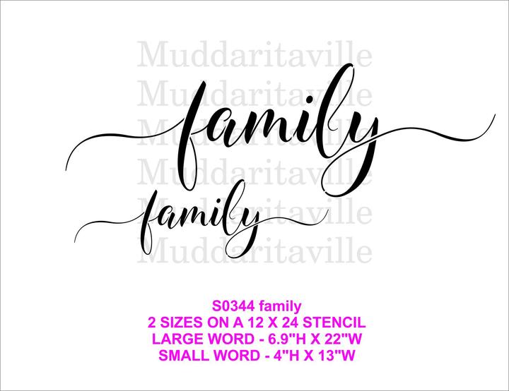 Family Script 2 sizes Stencil - Muddaritaville Studio