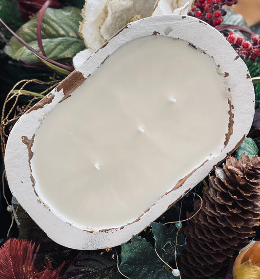 White 3 Wick Dough Bowl