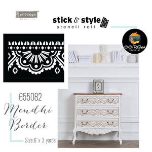 CeCe Restyled-Mendhi Border - Stick and Style Stencil